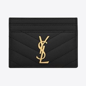 Yves Saint Laurent Card Case Embossed Leather